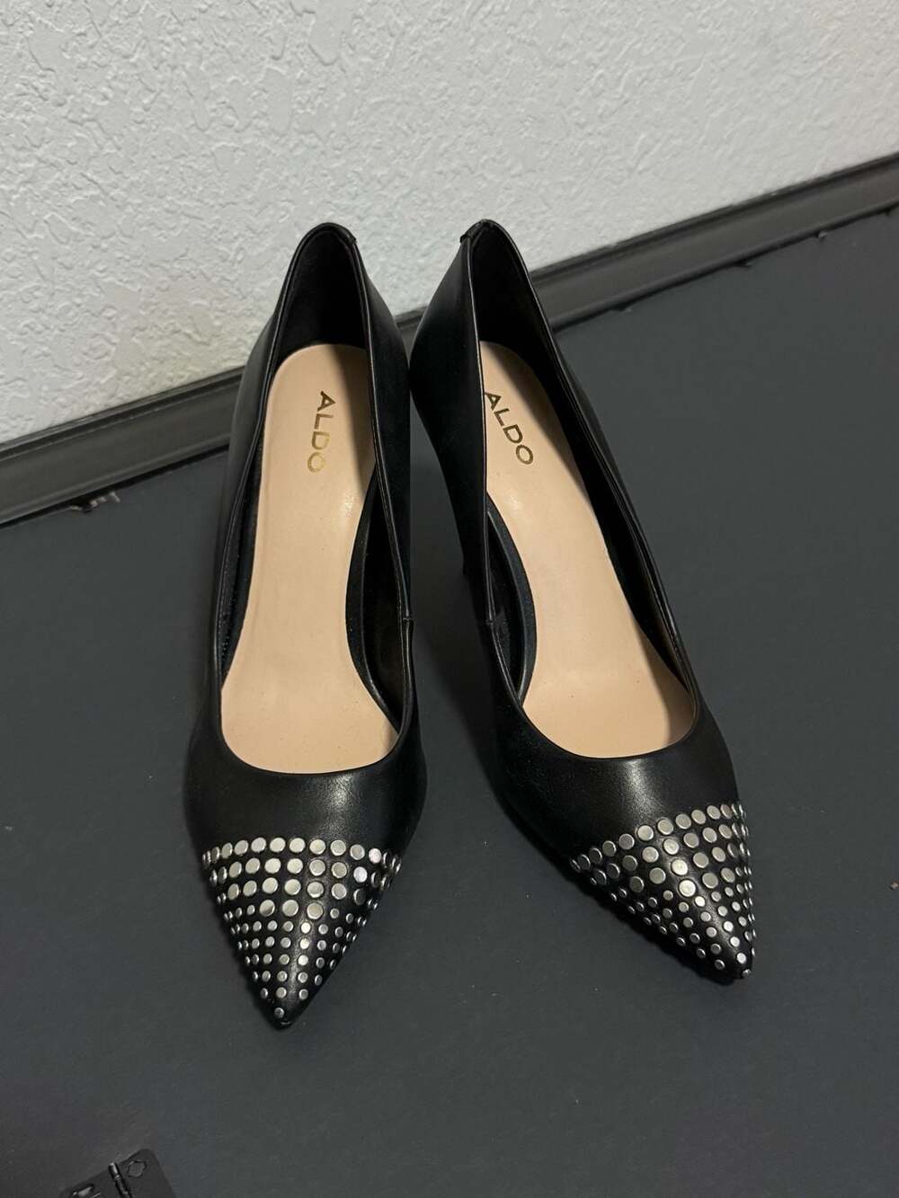 ALDO Black Pointed Toe Studded Stiletto Pumps